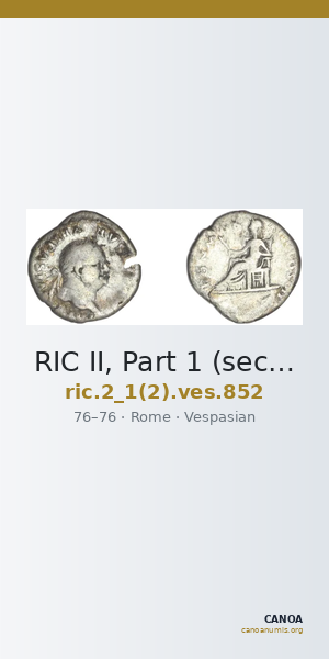 RIC II, Part 1 (second edition) Vespasian 852 — CANOA
