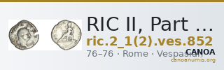 RIC II, Part 1 (second edition) Vespasian 852 — CANOA