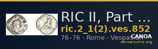 RIC II, Part 1 (second edition) Vespasian 852 — CANOA