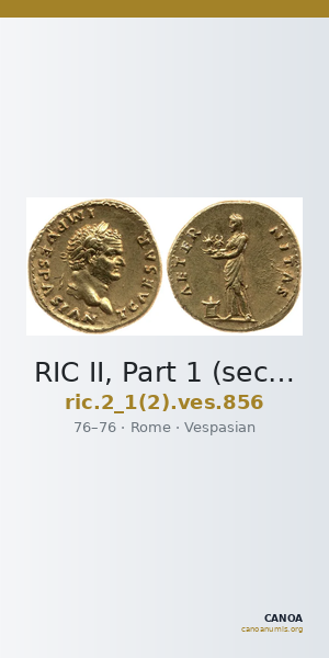 RIC II, Part 1 (second edition) Vespasian 856 — CANOA