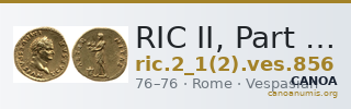 RIC II, Part 1 (second edition) Vespasian 856 — CANOA