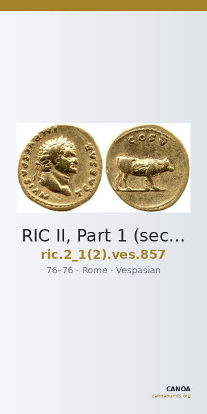 RIC II, Part 1 (second edition) Vespasian 857 — CANOA