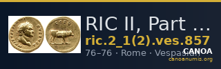 RIC II, Part 1 (second edition) Vespasian 857 — CANOA