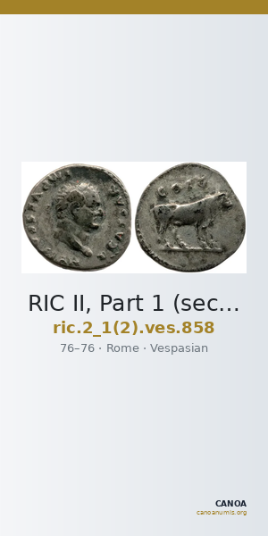 RIC II, Part 1 (second edition) Vespasian 858 — CANOA