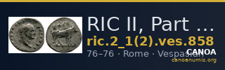 RIC II, Part 1 (second edition) Vespasian 858 — CANOA