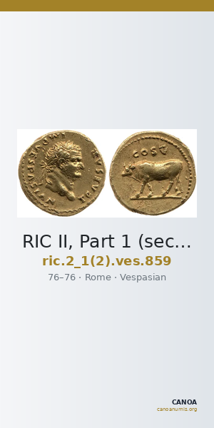 RIC II, Part 1 (second edition) Vespasian 859 — CANOA