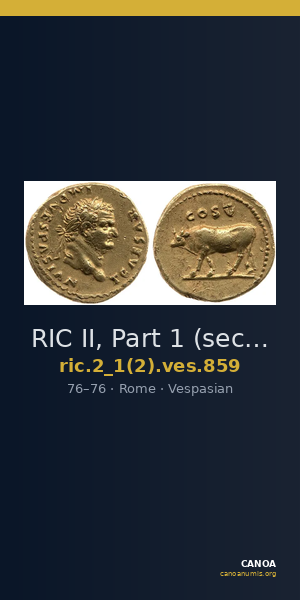 RIC II, Part 1 (second edition) Vespasian 859 — CANOA