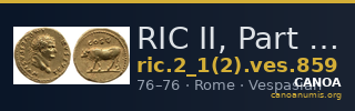 RIC II, Part 1 (second edition) Vespasian 859 — CANOA