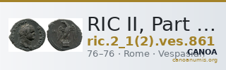 RIC II, Part 1 (second edition) Vespasian 861 — CANOA