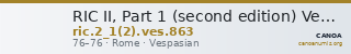 RIC II, Part 1 (second edition) Vespasian 863 — CANOA