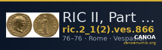 RIC II, Part 1 (second edition) Vespasian 866 — CANOA
