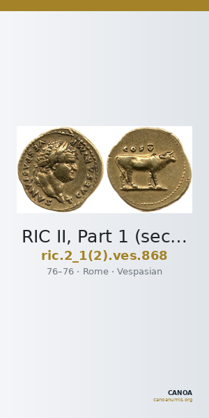 RIC II, Part 1 (second edition) Vespasian 868 — CANOA
