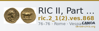 RIC II, Part 1 (second edition) Vespasian 868 — CANOA