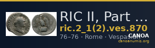 RIC II, Part 1 (second edition) Vespasian 870 — CANOA
