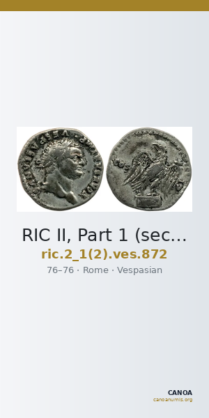 RIC II, Part 1 (second edition) Vespasian 872 — CANOA
