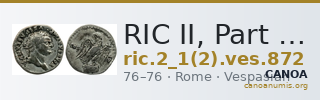 RIC II, Part 1 (second edition) Vespasian 872 — CANOA