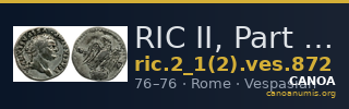 RIC II, Part 1 (second edition) Vespasian 872 — CANOA