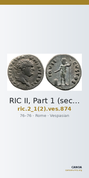 RIC II, Part 1 (second edition) Vespasian 874 — CANOA