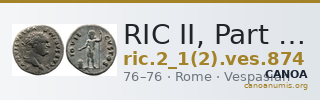 RIC II, Part 1 (second edition) Vespasian 874 — CANOA