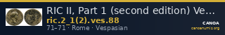RIC II, Part 1 (second edition) Vespasian 88 — CANOA