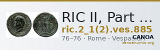 RIC II, Part 1 (second edition) Vespasian 885 — CANOA