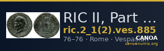 RIC II, Part 1 (second edition) Vespasian 885 — CANOA