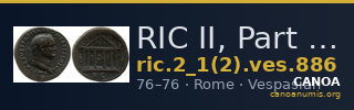 RIC II, Part 1 (second edition) Vespasian 886 — CANOA