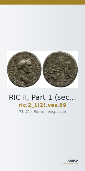 RIC II, Part 1 (second edition) Vespasian 89 — CANOA
