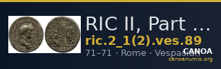 RIC II, Part 1 (second edition) Vespasian 89 — CANOA