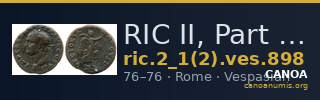 RIC II, Part 1 (second edition) Vespasian 898 — CANOA