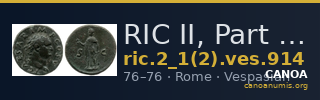 RIC II, Part 1 (second edition) Vespasian 914 — CANOA