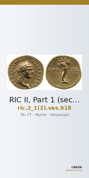 RIC II, Part 1 (second edition) Vespasian 918 — CANOA