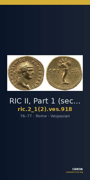 RIC II, Part 1 (second edition) Vespasian 918 — CANOA