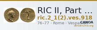 RIC II, Part 1 (second edition) Vespasian 918 — CANOA