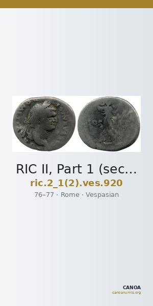 RIC II, Part 1 (second edition) Vespasian 920 — CANOA