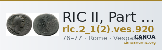 RIC II, Part 1 (second edition) Vespasian 920 — CANOA