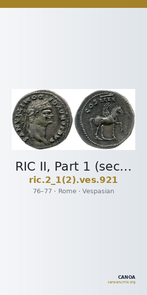 RIC II, Part 1 (second edition) Vespasian 921 — CANOA