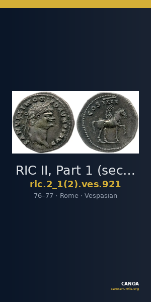 RIC II, Part 1 (second edition) Vespasian 921 — CANOA