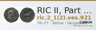 RIC II, Part 1 (second edition) Vespasian 921 — CANOA