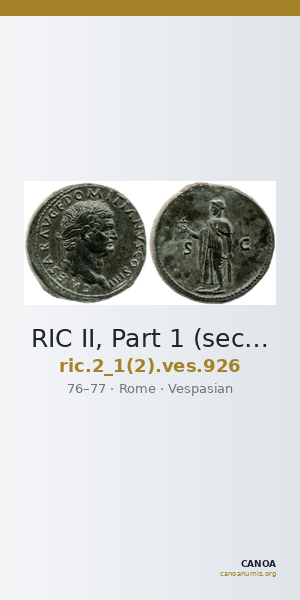 RIC II, Part 1 (second edition) Vespasian 926 — CANOA