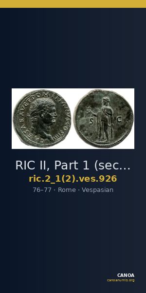 RIC II, Part 1 (second edition) Vespasian 926 — CANOA