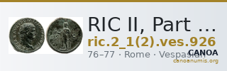 RIC II, Part 1 (second edition) Vespasian 926 — CANOA