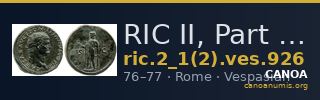 RIC II, Part 1 (second edition) Vespasian 926 — CANOA