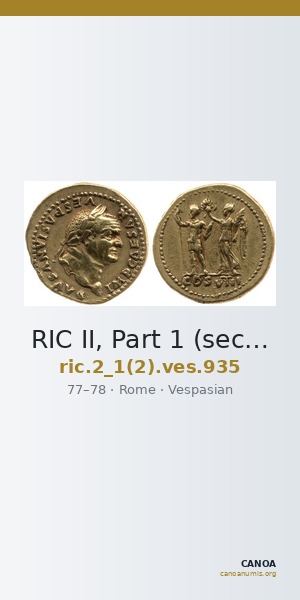 RIC II, Part 1 (second edition) Vespasian 935 — CANOA