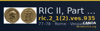 RIC II, Part 1 (second edition) Vespasian 935 — CANOA
