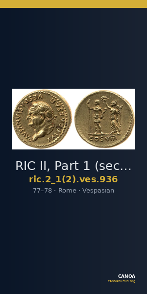 RIC II, Part 1 (second edition) Vespasian 936 — CANOA