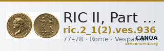 RIC II, Part 1 (second edition) Vespasian 936 — CANOA
