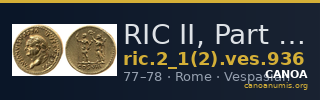 RIC II, Part 1 (second edition) Vespasian 936 — CANOA