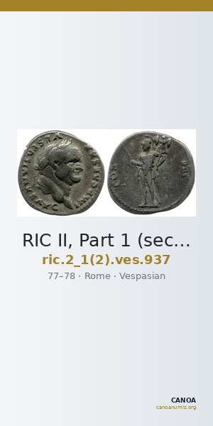 RIC II, Part 1 (second edition) Vespasian 937 — CANOA