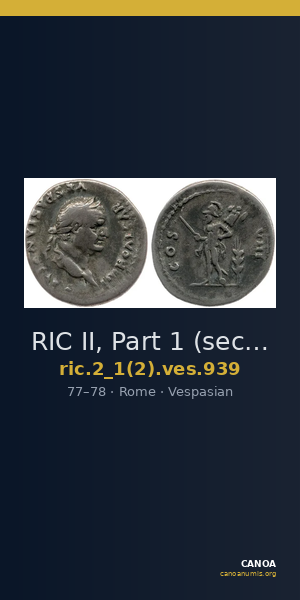 RIC II, Part 1 (second edition) Vespasian 939 — CANOA